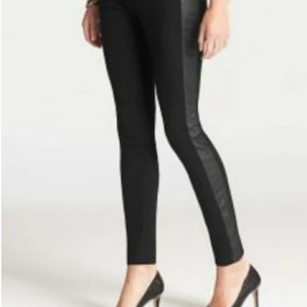 Michael Kors Black Tuxedo Faux leather Pull on Pants Medium